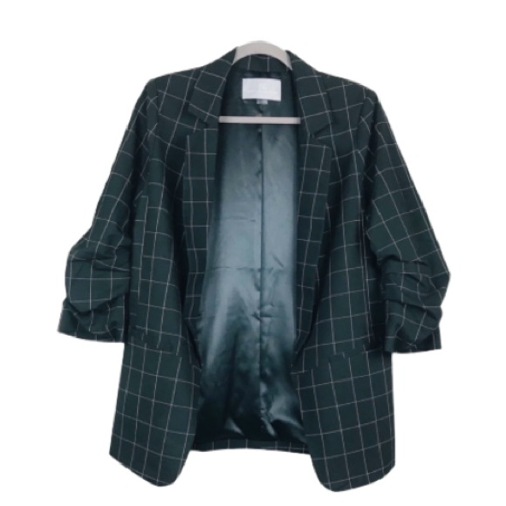 NWT Tart black plaid cinched half sleeve blazer